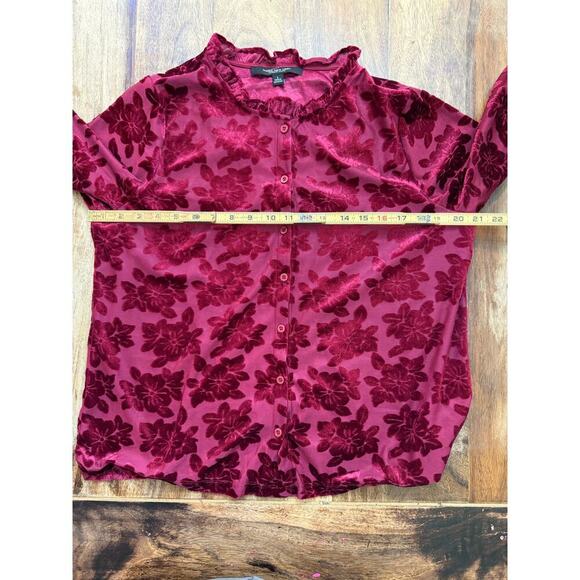 Marc New York Andrew Marc Red Floral Button Front Blouse Top Size Large - Picture 3 of 4